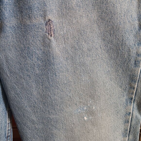 36x30 Vtg Y2K Full Blue Mens Distressed Repaired Vtg Blue Jeans Relaxed Trash - Picture 5 of 10